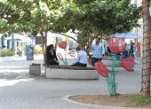 La calle Panamá y la Zona Rosa, en el centro de Guayaquil, suelen estar vacías entre semana. El eslogan de Rincón Mágico aún no atrae visitantes.