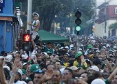 Seguidores de Palmeiras reunidos por la final de la Copa Libertadores el sábado 29 de noviembre.