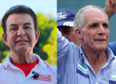 Imágenes de archivo de los aspirantes presidenciales hondureños Salvador Nasralla y Nasry Asfura.