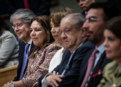 El expresidente Guillermo Lasso estuvo acompañado de su esposa, María de Lourdes Alcívar.