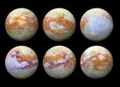Titán. Las seis imágenes infrarrojas de Titán, la luna más grande de Saturno.