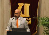 Isidro Fierro, rector de la UEES, durante su intervención.
