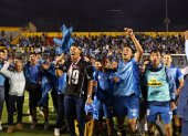 Jugadores de Macará festejaron la clasificación a la Copa Sudamericana 2026.