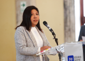 Betssy Chávez, en acto oficial en la BNP; hoy, en el centro de una crisis diplomática.