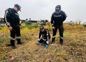 Policía Nacional, realizando el rescate de una serpiente en la Zona 8.