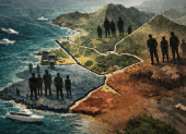 Una ilustración para graficar este reportaje sobre Puerto López, lugar en el que se han registrado varias masacres en los últimos años.