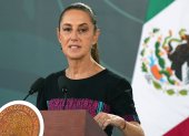 La presidenta mexicana Claudia Sheinbaum durante una conferencia de prensa en Acapulco.