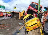 Estado en el que quedaron los automotores después del accidente de tránsito.