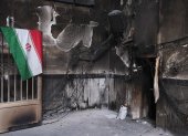 Interior quemado de la mezquita Beheshti, del oriental barrio de Tehranpars, durante las protestas que han sacudido el país en las últimas semanas.
