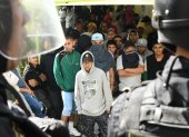 integrantes de la Mara Salvatrucha durante una requisa al interior de la Cárcel de Pavoncito, en Fraijanes (Guatemala).