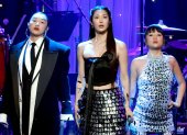 De izquierda a derecha: Audrey Nuna, Ejae y Rei Ami, las voces cantantes de Huntr/x de Las guerreras k-popCredit...