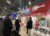 Una feria donde Perú promociona sus productos para exportar.