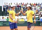 Gonzalo Escobar (i) y Diego Hidalgo sellaron la serie 3-0 para Ecuador, el domingo 8 de febrero ante Australia.