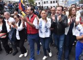 La autoridades seccionales de la evolución Ciudadana, en compañía de sus asambleístas, encabezaron la marcha en Quito.