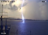 El sistema ECU 911 captó la caída de un rayo en el río Guayas, durante la tormenta eléctrica del 19 de febrero de 2026.