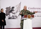 Ricardo Trevilla, secretario de la Defensa Nacional, durante la rueda de prensa de este lunes en el Palacio Nacional de Ciudad de México.