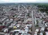 Así estaba el panorama en Milagro tras las lluvias y el desbordamiento del río del mismo nombre.
