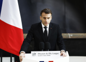 El presidente francés durante un discurso oficial en Île Longue, el 2 de marzo de 2026.
