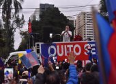 El alcalde de Quito Pable Muñoz encabezó una marcha a la Corte Constitucional el 4 de marzo de 2026.