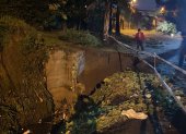 La quebrada el Payaso, en Tumbaco, se desbordó.