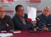 Dirigentes del FUT, CEOSL y UGTE durante la rueda de prensa sobre el acuerdo 046.