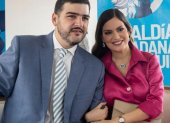 Referencial. El alcalde de Guayaquil en un evento en 2025 con su esposa Fiorella Icaza.