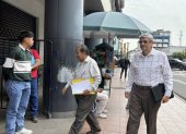 Nelson Pita y Wilson Gallegos llegaron al edificio de la Fiscalía, la mañana de este viernes 27 de marzo.