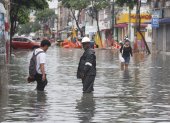 El efecto de fuerte lluvia en el norte de Guayaquil.