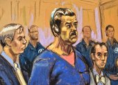 Un dibujo de Jane Rosenberg donde aparece el presidente de Venezuela, Nicolás Maduro, compareciendo ante un tribunal federal de Nueva York.