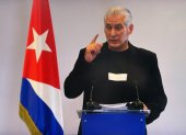 El mandatario de Cuba, Miguel Díaz-Canel, hablando este jueves, en La Habana (Cuba).