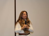 Ruth Hidalgo, directora de la Corporación de Participación Ciudadana, durante un pronunciamiento público.