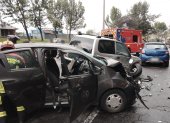En en ingreso al túnel de San Juan ocurrió un choque múltiple entre tres vehículos.