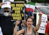 Protestas en Houston, Estados Unidos, contra la guerra en Medio Oriente.