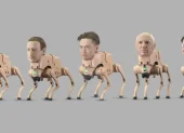 La obra de Beeple suele mezclar figuras del poder tecnológico con escenarios distópicos.
