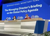 La directora gerente del Fondo Monetario Internacional (FMI), Kristalina Georgieva, ofreció una rueda de prensa este 15 de abril de 2026.