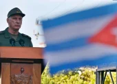 El presidente de Cuba, Miguel Díaz-Canel, en un acto por la conmemoración este jueves, en La Habana (Cuba).