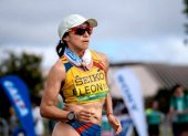 La tricolor Nathaly León en la prueba de 42 kilómetros en Brasil.
