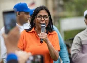 La presidenta encargada de Venezuela, Delcy Rodríguez, este 19 de abril de 2026, en Maracaibo (Venezuela).