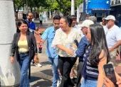Gabriela Rivadeneira dio una rueda de prensa en Guayaquil.