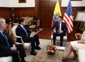 Archivo. Reunión entre delegados de Estados Unidos, entre ellos Marco Rubio, y Daniel Noboa, junto a la canciller Gabriela Sommerfeld.