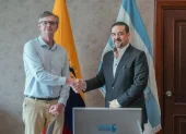 El ministro de Agricultura, Ganadería y Pesca, Juan Carlos Vega Malo (izquierda), se reunió con el nuevo viceprefecto de Guayas, Carlos Encalada.