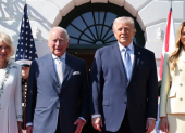 Camilla, el rey Carlos junto a Donald Trump y su esposa Melania.