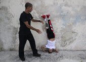 Sesión. Juan José Guilarte asistió a una sesión de entrenamiento de Kung Fu en La Habana el 21 de abril.