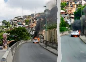 El auto en llamas complicó la circulación vehicular en la zona.