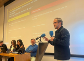 El arquitecto Esteban Najas, durante su presentación en el evento de Quito Capital.