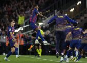 El delantero británico del FC Barcelona, Marcus Rashford, celebra el primer gol del equipo blaugrana durante el encuentro correspondiente a la jornada 35 de Laliga.