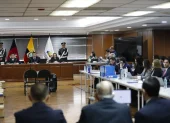 Lenín Moreno asistió este 11 de mayo de 2026 al inicio del juicio del caso Sinohydro en la Corte Nacional de Justicia, en Quito.