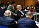 El expresidente Lenín Moreno durante la audiencia judicial del caso Sinohydro, en el que es investigado junto a otros procesados por presunta corrupción.