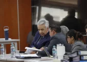 Lenín Moreno durante la segunda jornada del juicio del caso Sinohydro en la Corte Nacional de Justicia, donde continuó la presentación de testimonios sobre la adjudicación de Coca Codo Sinclair.