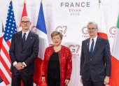 La directora gerente del Fondo Monetario Internacional (FMI), Kristalina Georgieva (Centro).